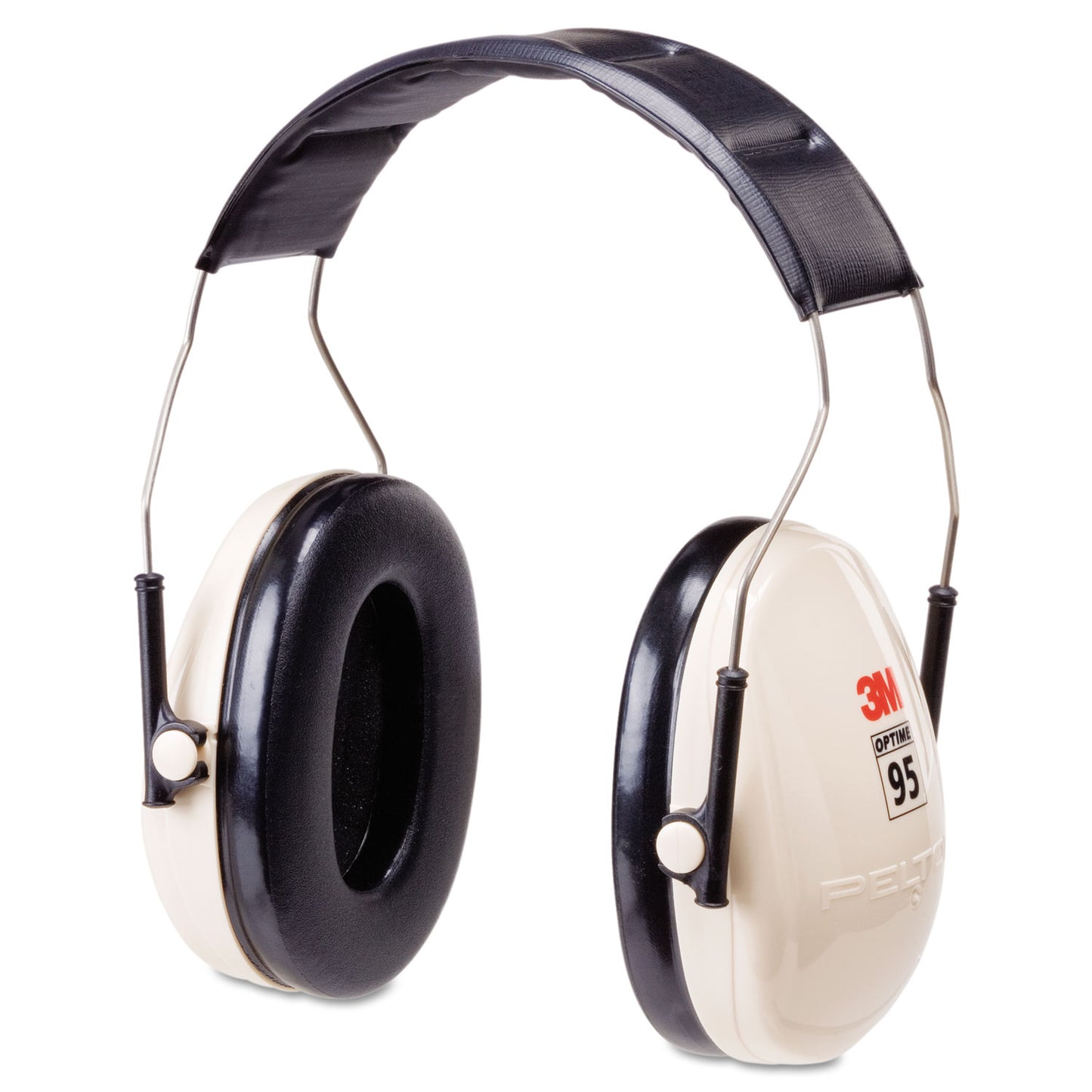 PELTOR OPTIME 95 Low-Profile Folding Earmuffs, 20 dB NRR, White/Black
