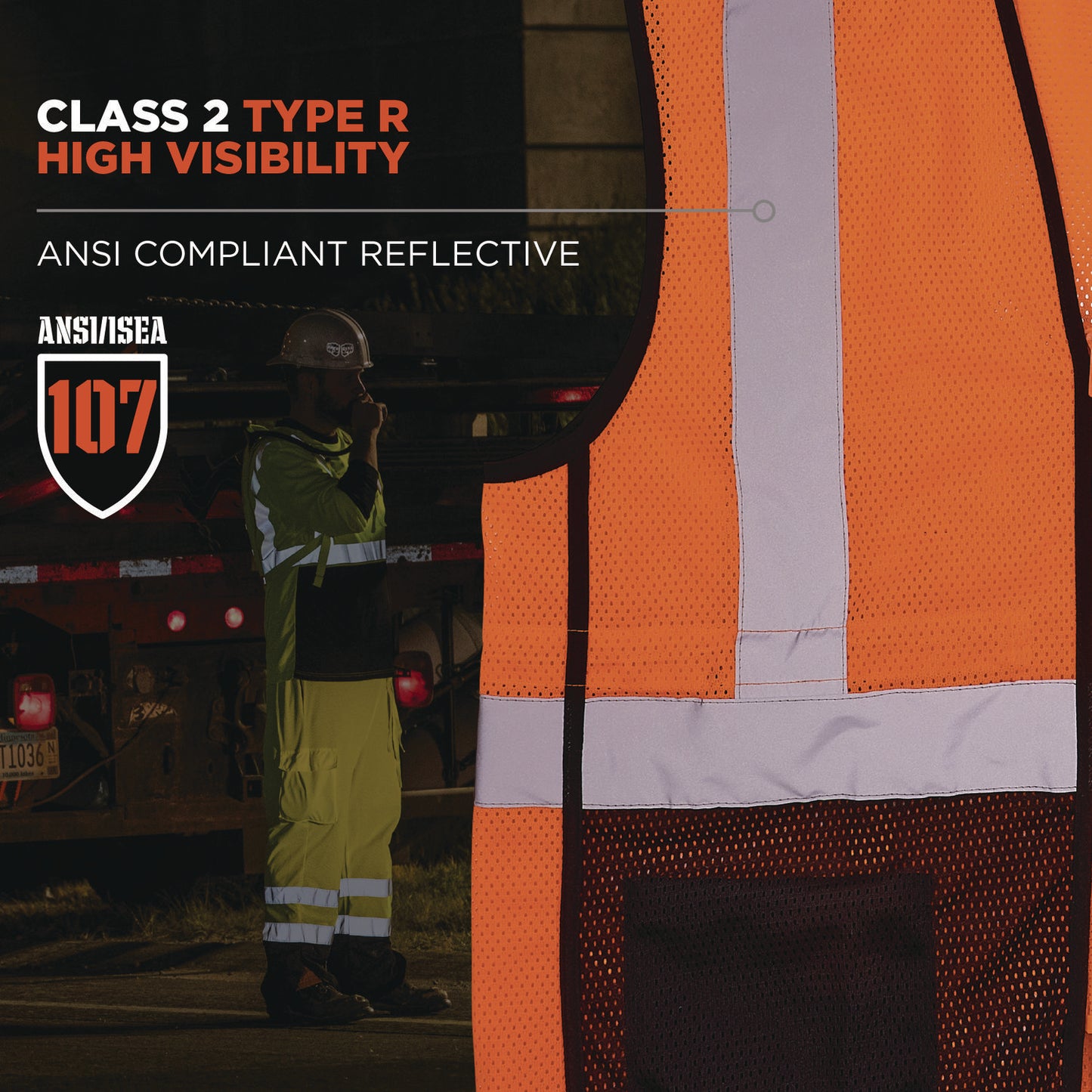 GloWear 8210Z Hi-Vis Class 2 Mesh Vest, Polyester, 4X-Large to 5X-Large, Orange