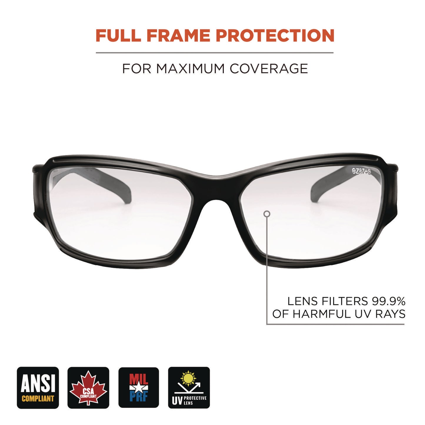 Skullerz THOR Anti-Scratch Enhanced Anti-Fog Safety Glasses, Matte Black Full Frame, Clear Dual Lens