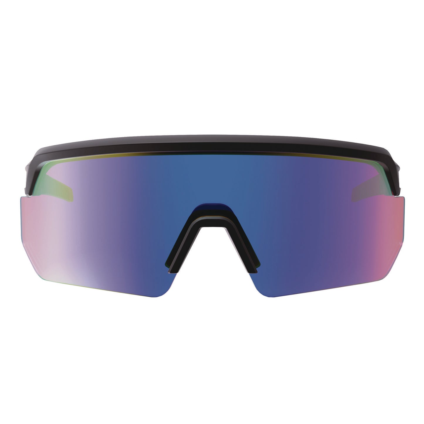 Skullerz AEGIR Anti-Scratch Enhanced Anti-Fog Safety Glasses, Matte Black Half Frame, Mirrored Blue Single Lens
