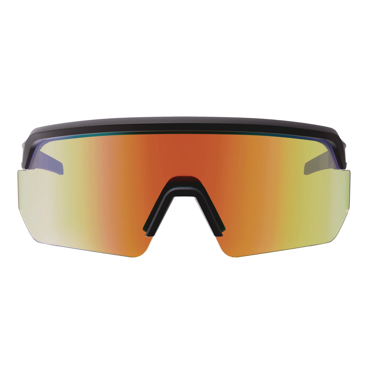 Skullerz AEGIR Anti-Scratch Enhanced Anti-Fog Safety Glasses, Matte Black Half Frame, Mirrored Orange Single Lens