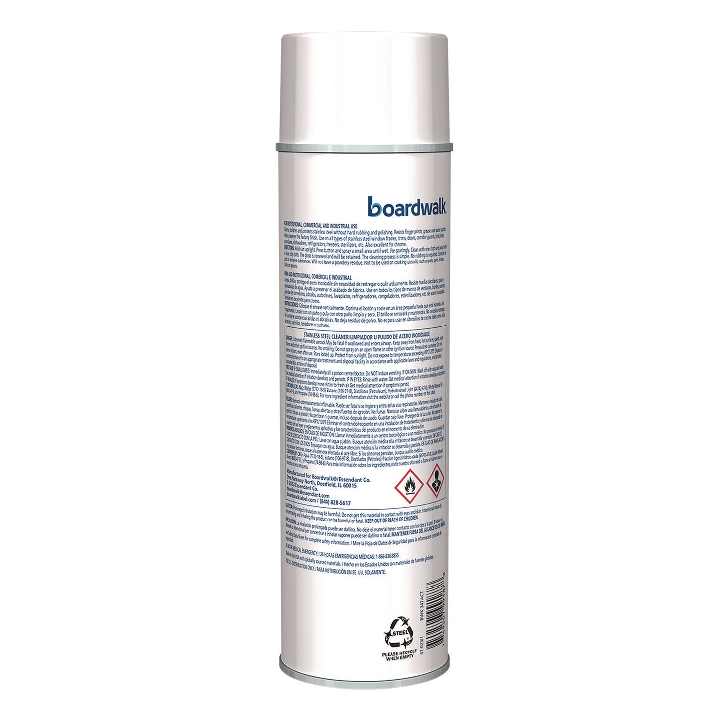 Stainless Steel Cleaner and Polish, Water-in-Oil Based, 16 oz Aerosol Spray
