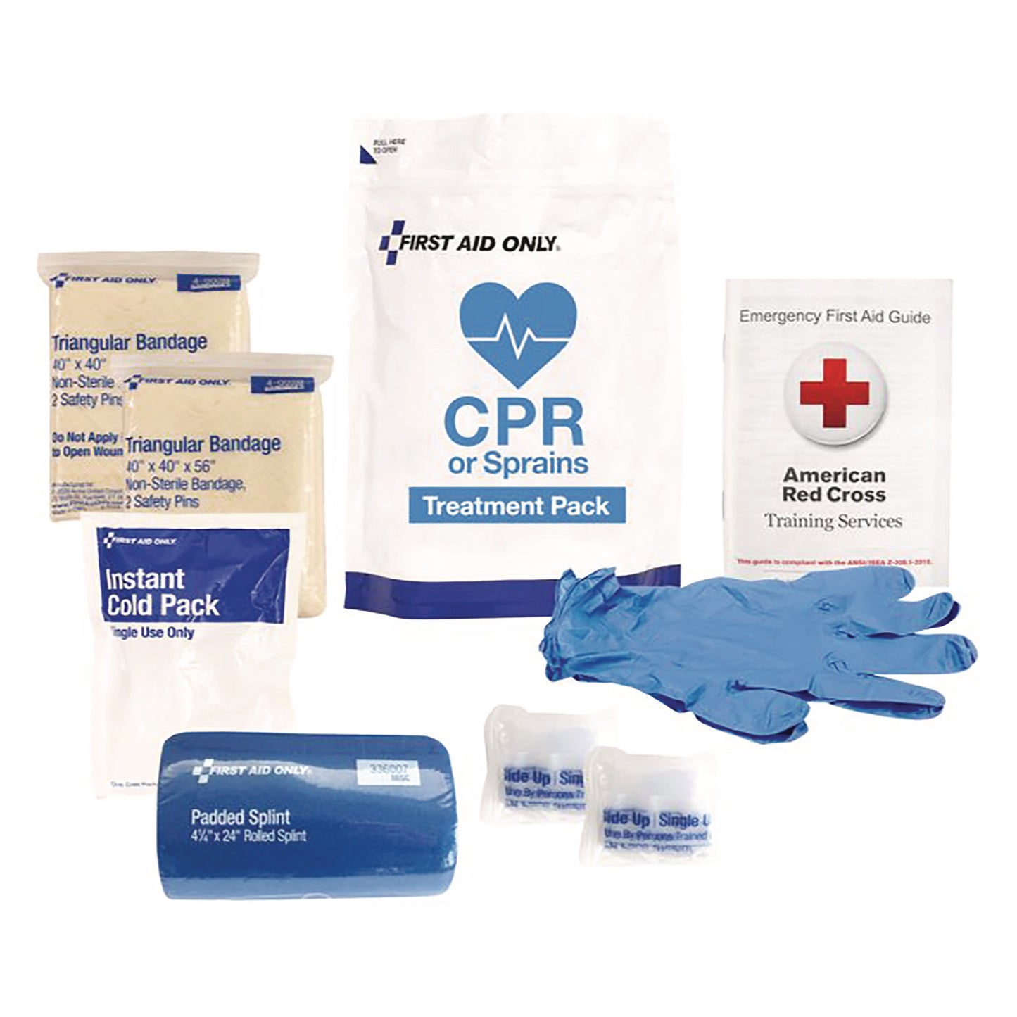 9-Piece CPR and Sprains Treatment Pack, Resealable Plastic Bag