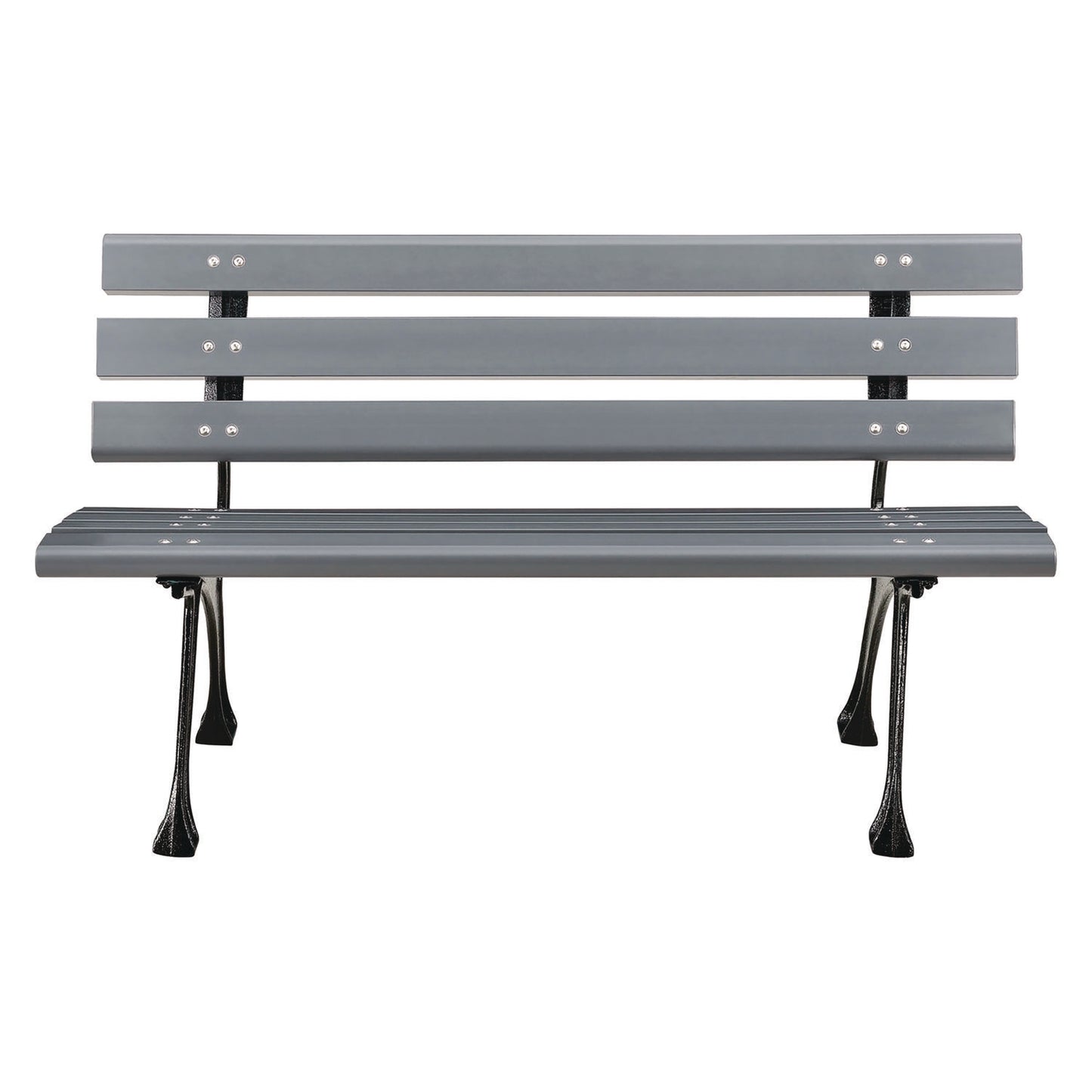 Recycled Plastic Benches with Back, 48" x 23" x 28", Gray Seat/Back, Gray Base