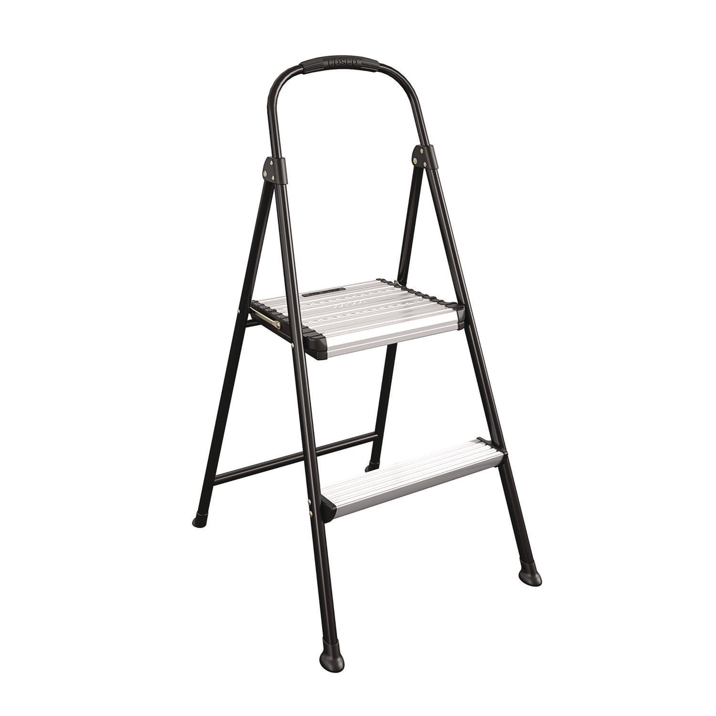 2-Step Stepstool, 250 lb Capacity, 19" Working Height, 22.5" Spread, Black/Silver