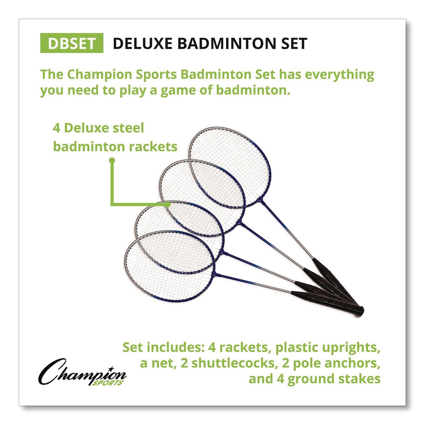 Deluxe Badminton Set, 20 ft Net with 4 Rackets, 2 Shuttlecocks