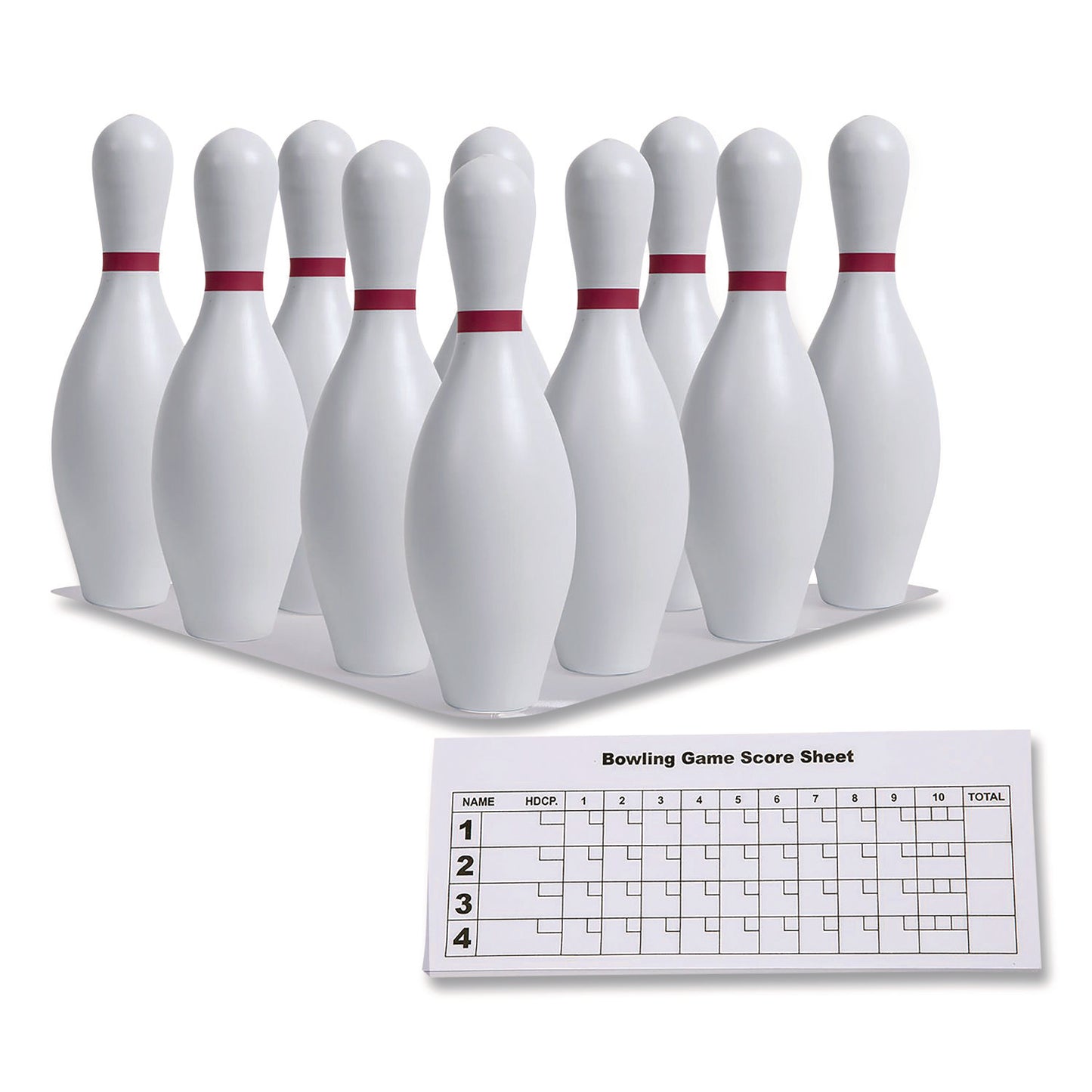 Plastic Bowling Pin Set, White, 10/Set