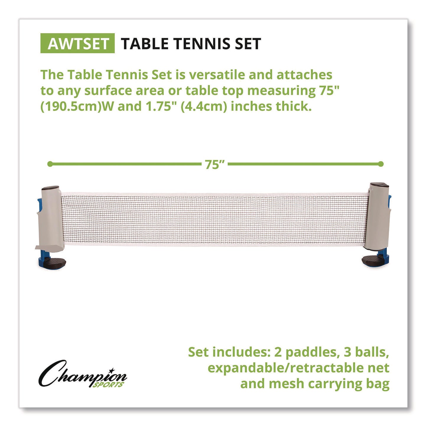 Anywhere Table Tennis Set, with Carry Bag