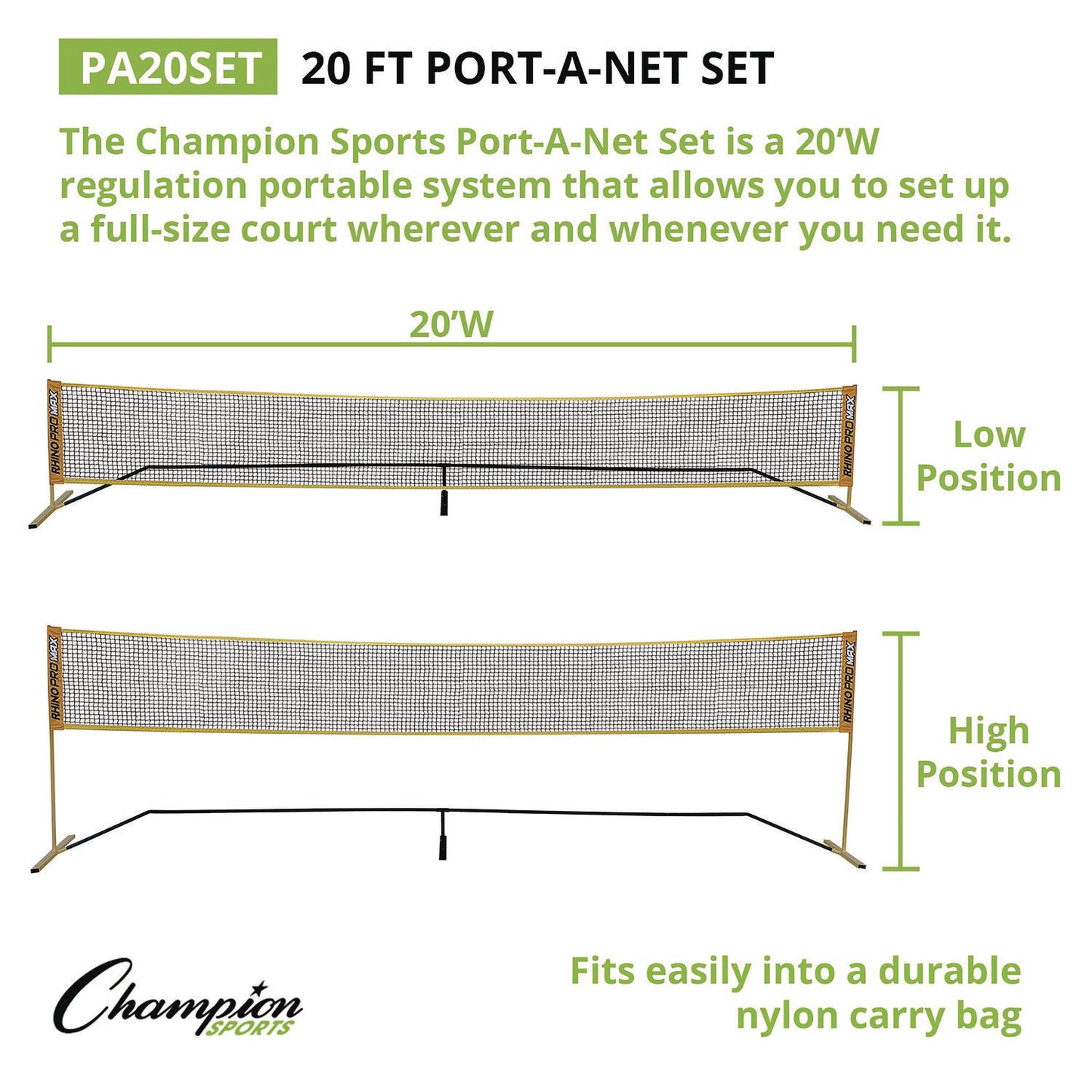 Rhino Port-A-Net Set, 36" to 60" x 240"