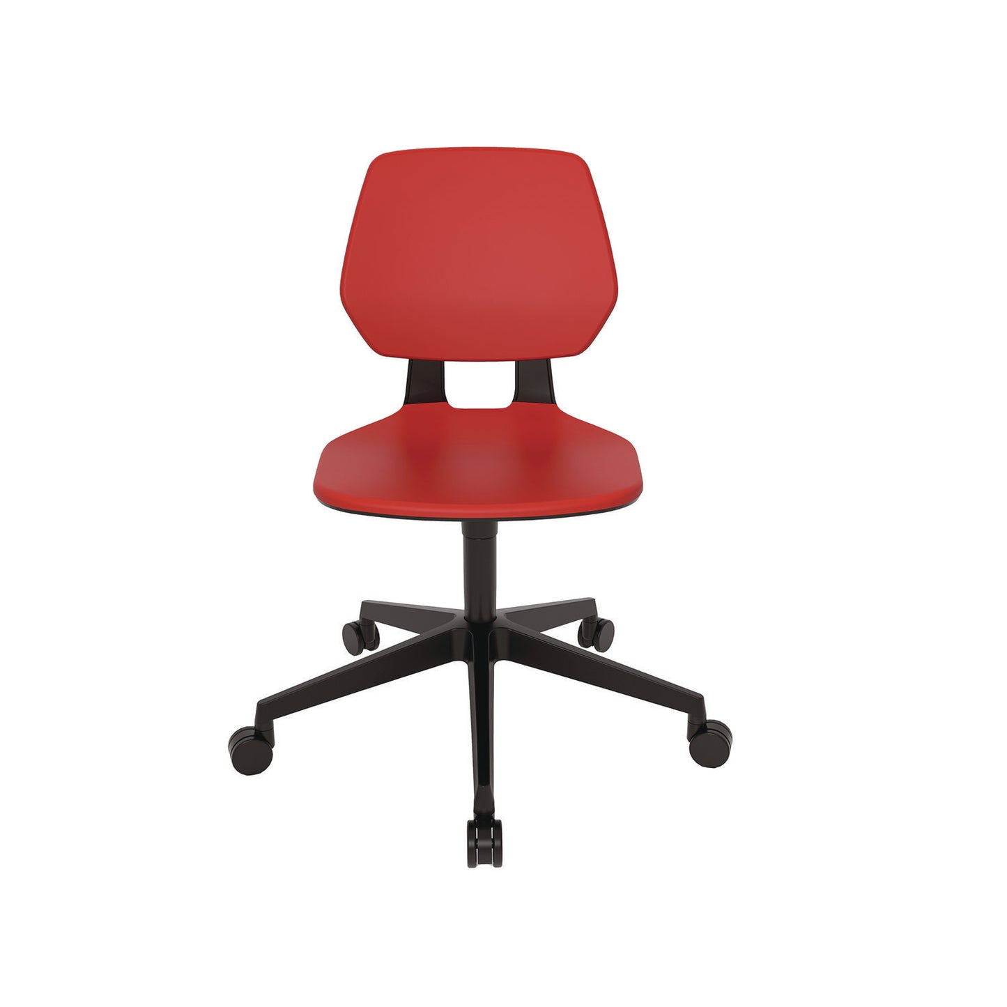 Commute Task Chair, Supports Up to 275 lbs, 18.25" to 22.25" Seat Height, Red Seat, Red Back, Black Base