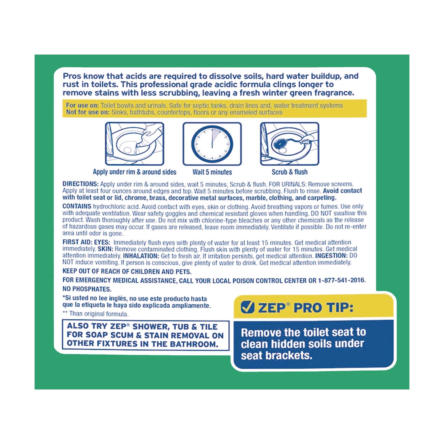 Acidic Toilet Bowl Cleaner, Mint Scent, 32 oz Bottle