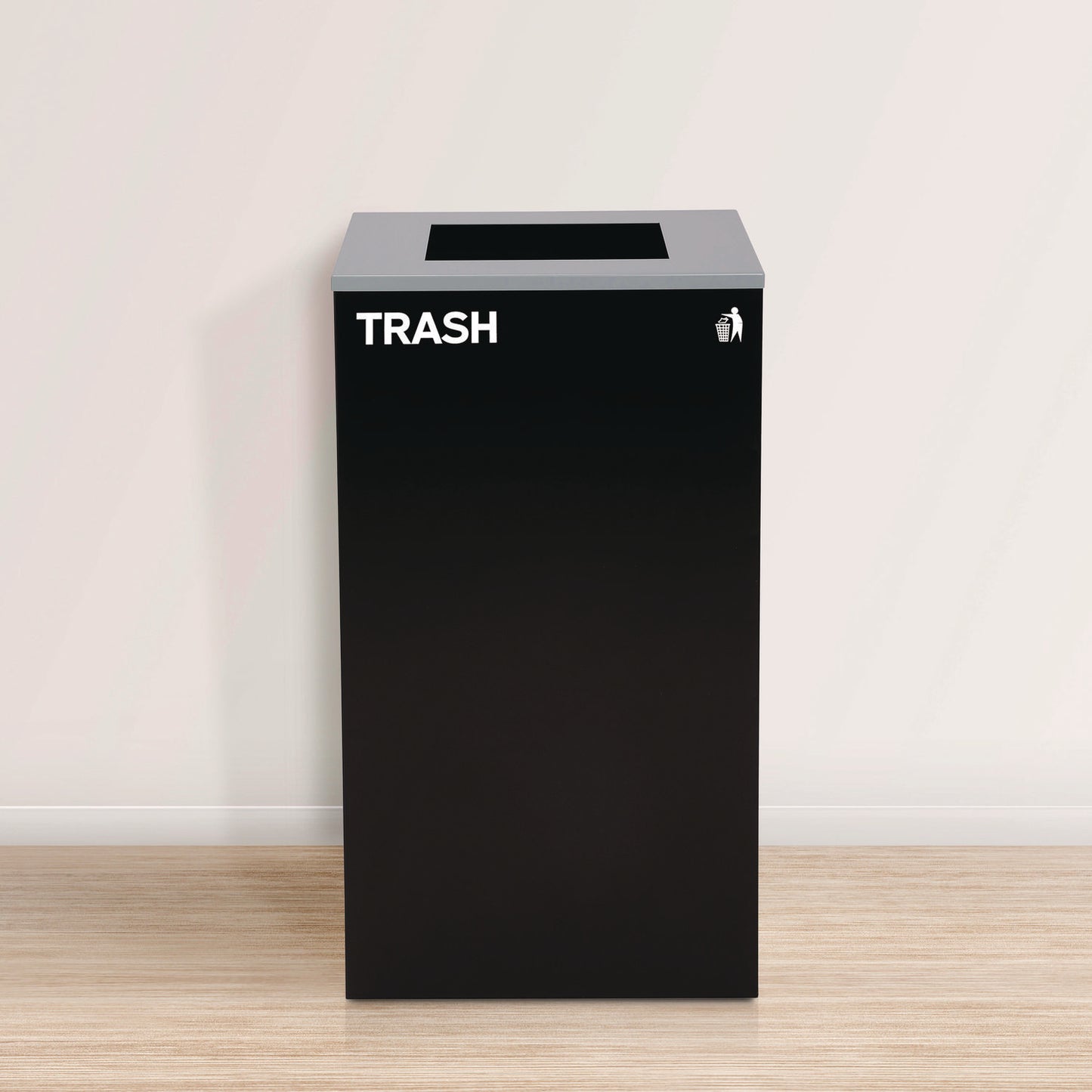 29 Gallon Trash/Recycling Cans, Steel, Blue Recycling Can w/Circle Lid, Green Compost Can and Black Trash Can w/Square Lids