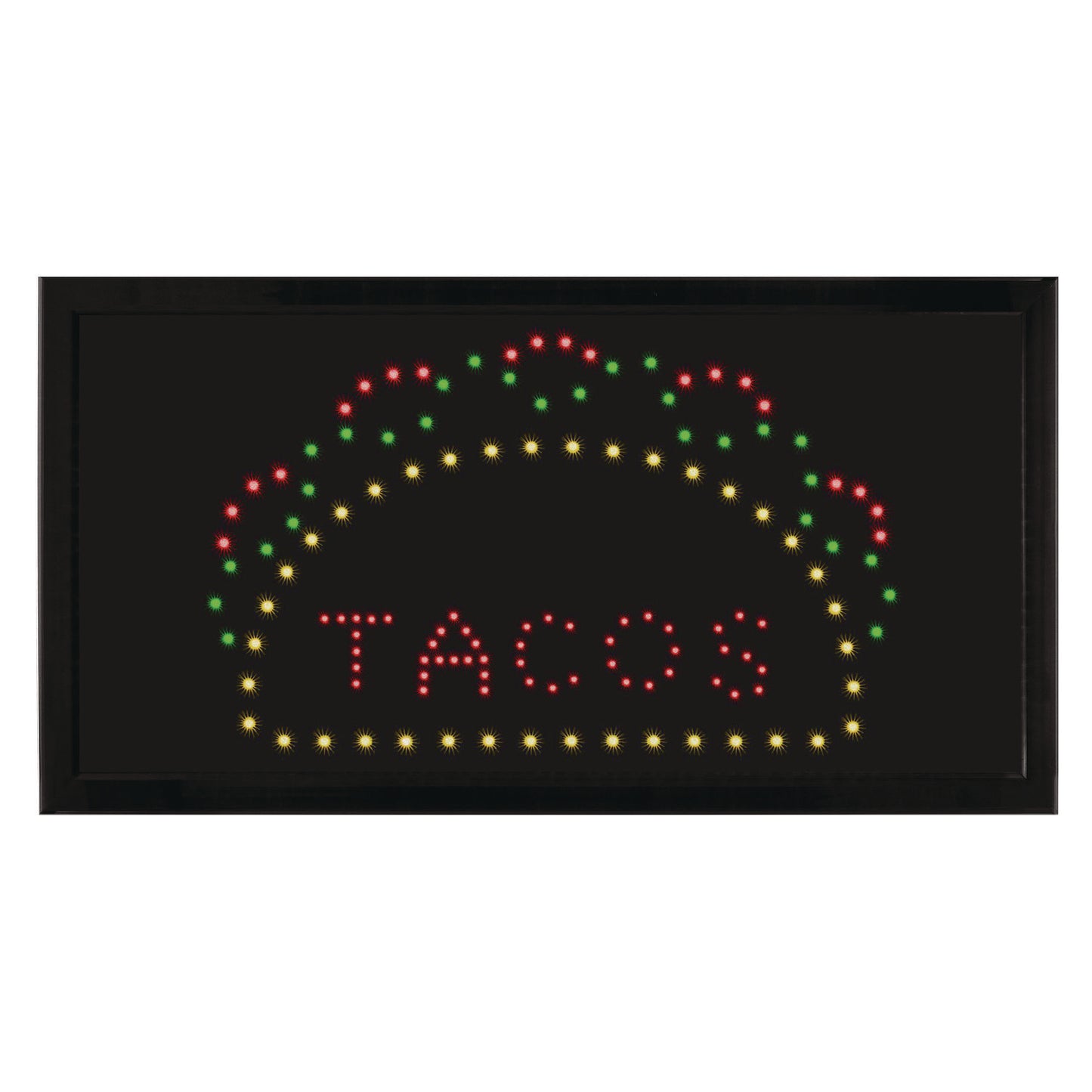 LED Rectangular TACO Sign, 19 x 10, Black Frame, Green/Red/Yellow Graphics