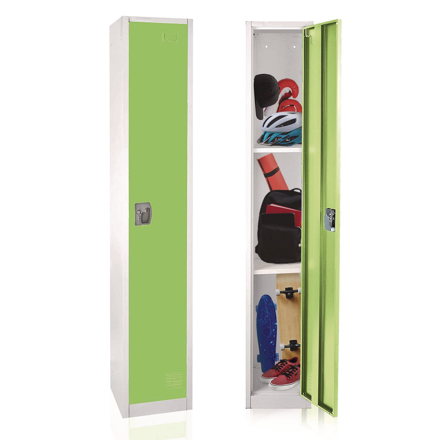 Steel Storage Locker, 1 Compartment, 12 x 12 x 72, Green