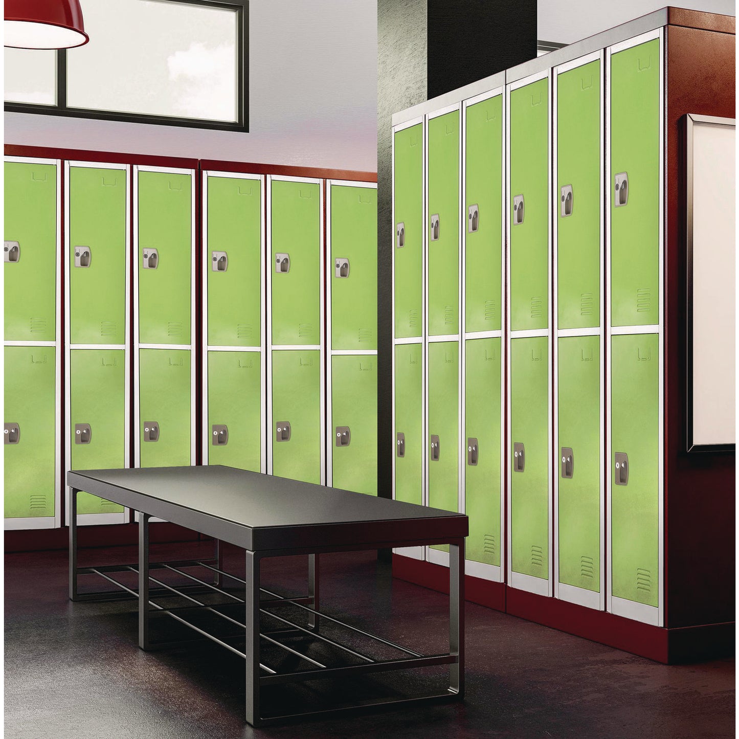 Steel Storage Locker, 2 Compartment, 12 x 12 x 72, Green