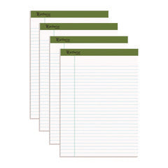 Earthwise by Ampad Recycled Writing Pad, Sand Politex Headband, Wide/Legal Rule, (40) White 8.5 x 11 Sheets, 4/Pack