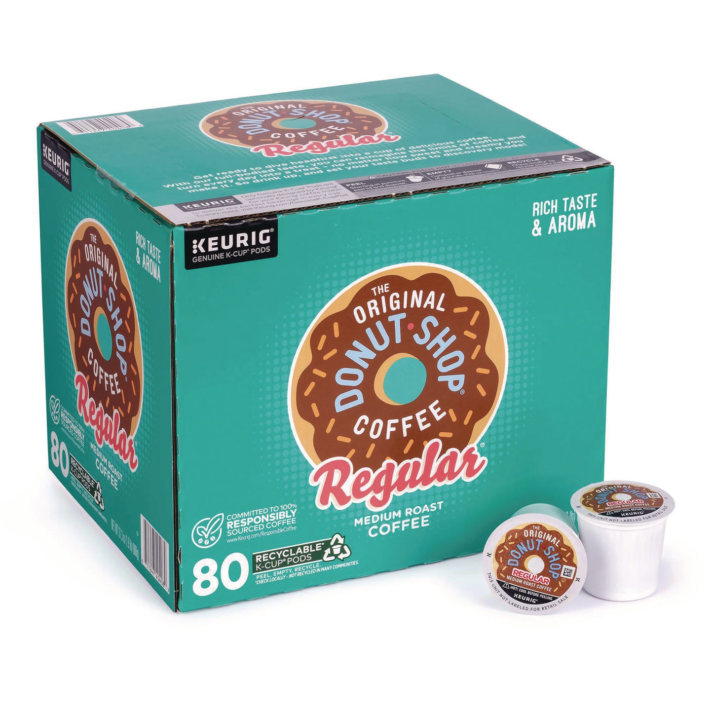 Donut Shop Coffee K-Cups, Regular, 80/Carton