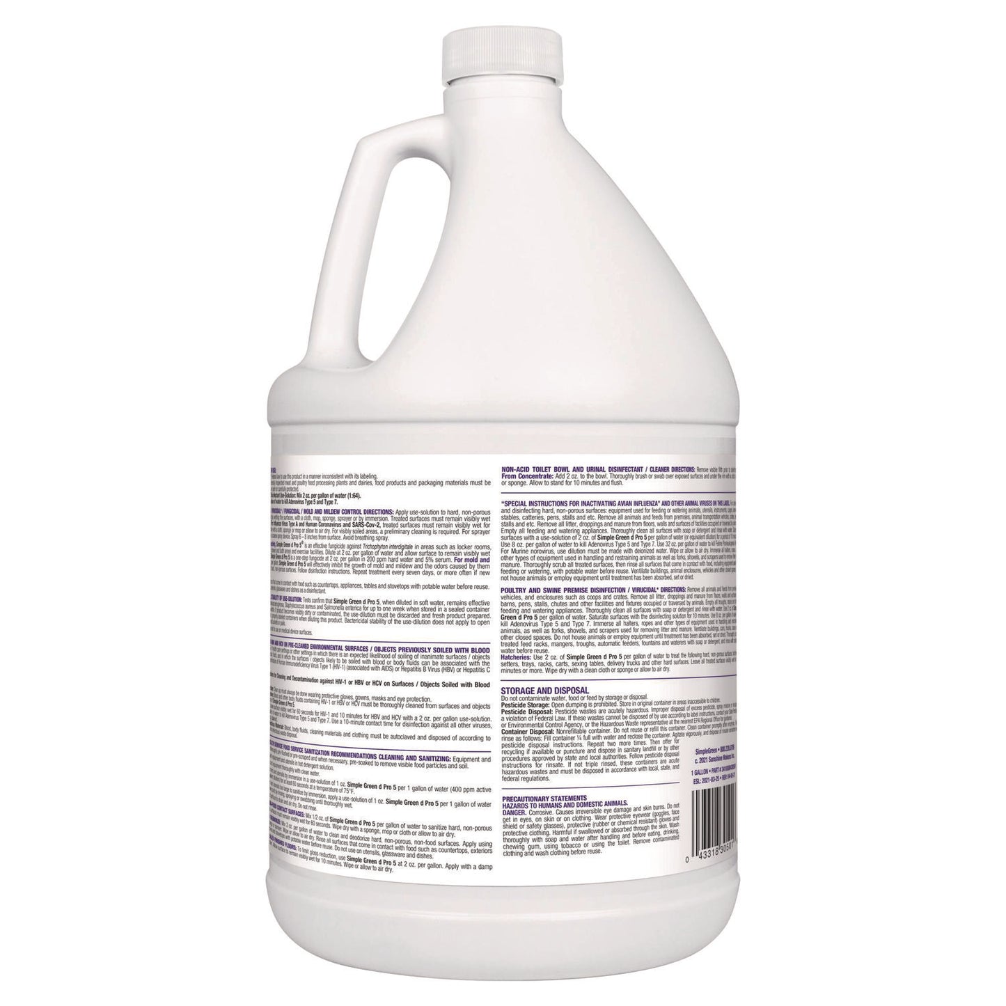 d Pro 5 Disinfectant, Unscented, 1 gal Bottle