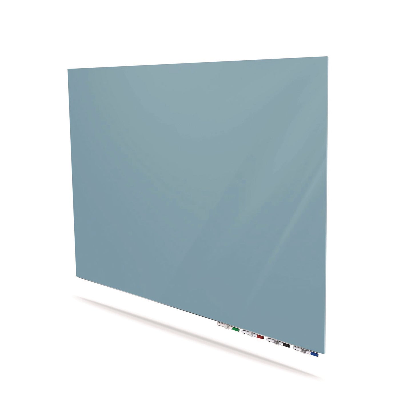 Aria Low-Profile Frameless Magnetic Glassboard, 120" x 48", Denim Blue Surface