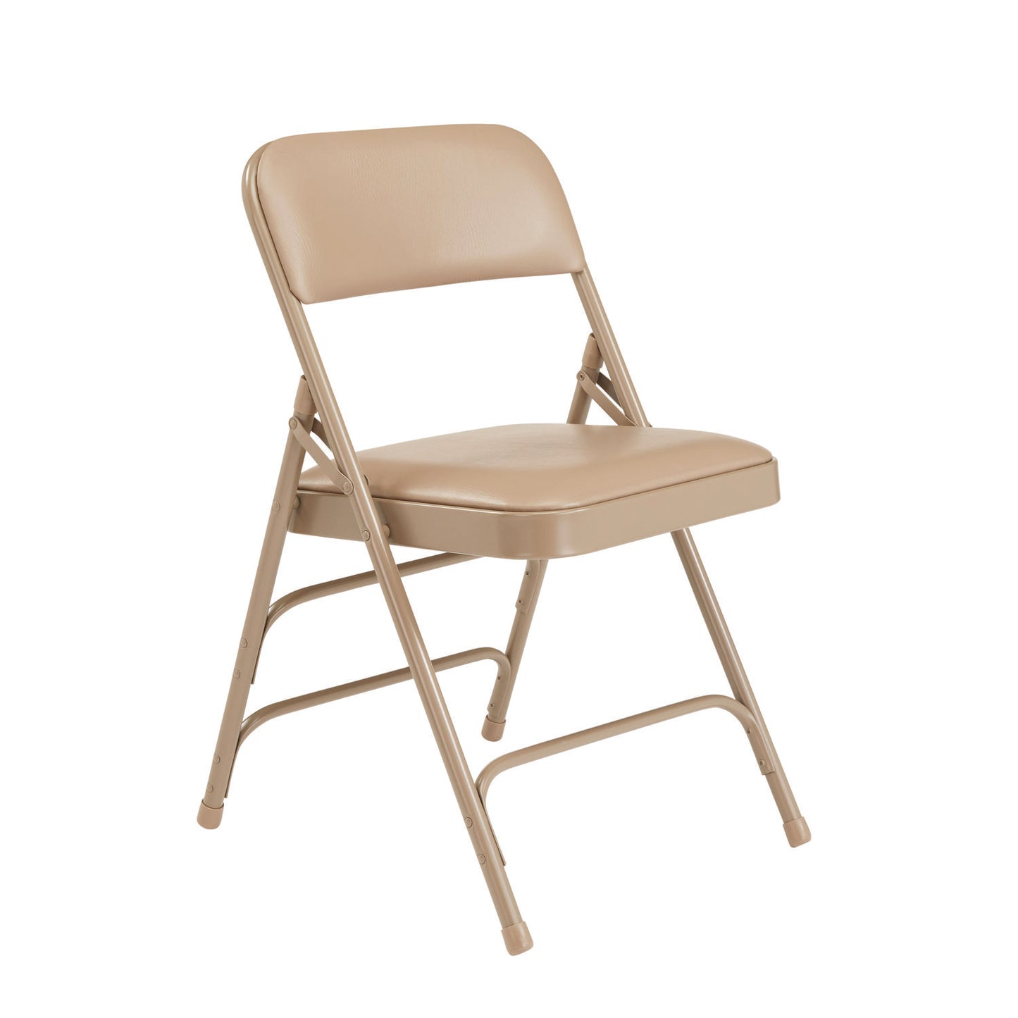1300 Series Premium Vinyl Upholstered Triple Brace Double Hinge Folding Chair, Supports 500 lb, Beige Seat/Back/Base, 4/CT