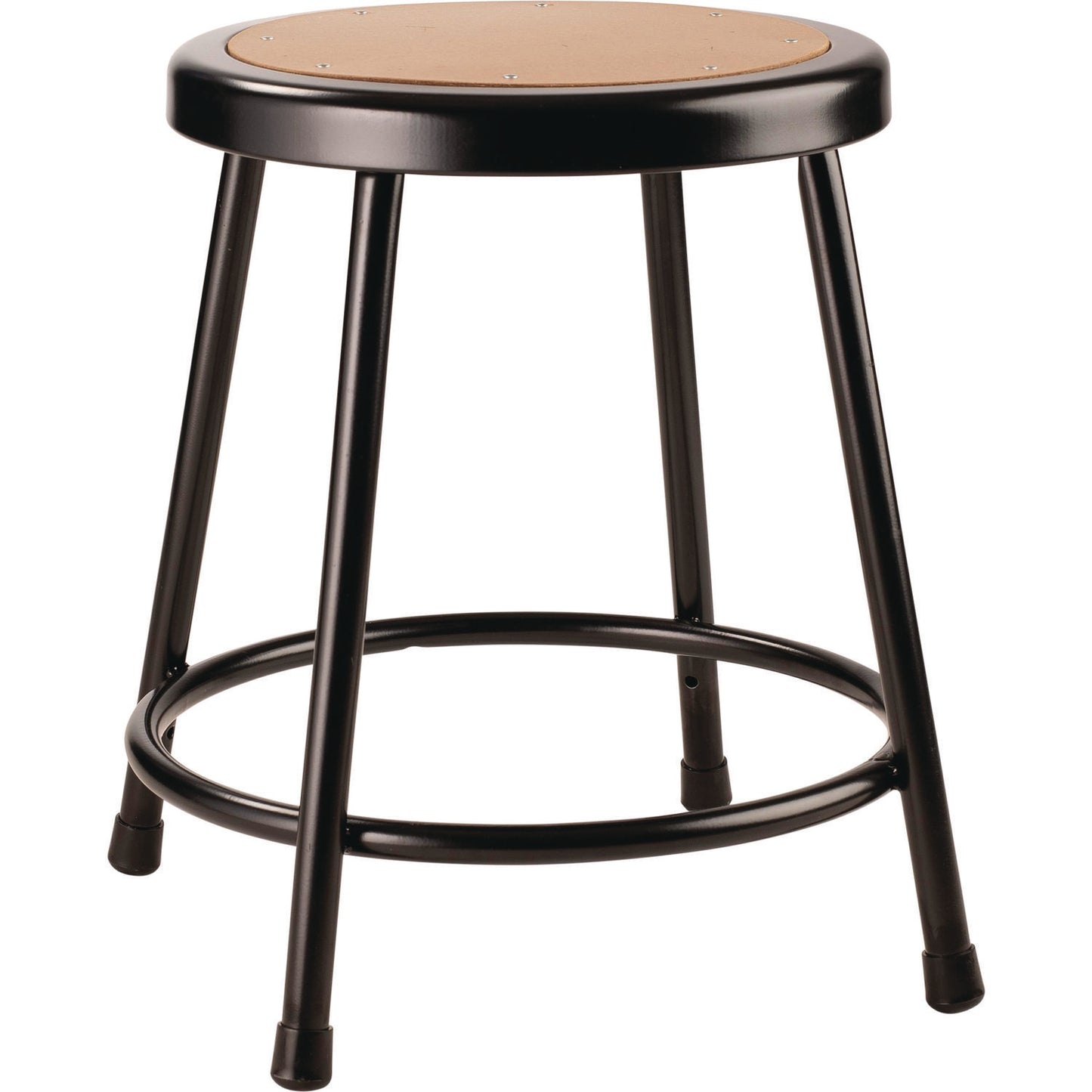 6200 Series Heavy Duty Steel Stool, Backless, Supports Up to 500 lb, 18" Seat Height, Brown Seat, Black Base