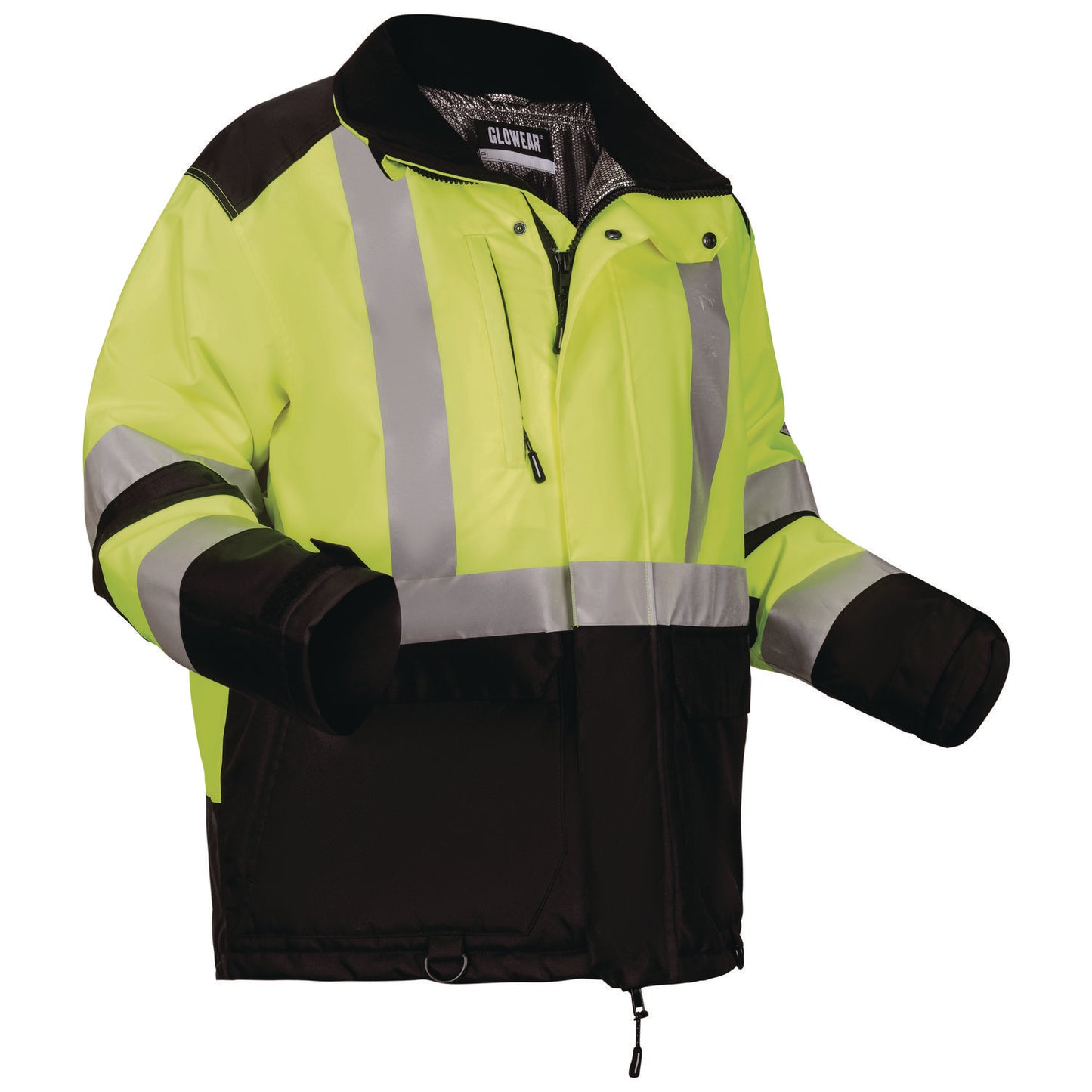 GloWear Class 3 Hi-Vis Winter Jacket with AmpliFIRE Heat Reflective Lining, 4X-L,arge Lime