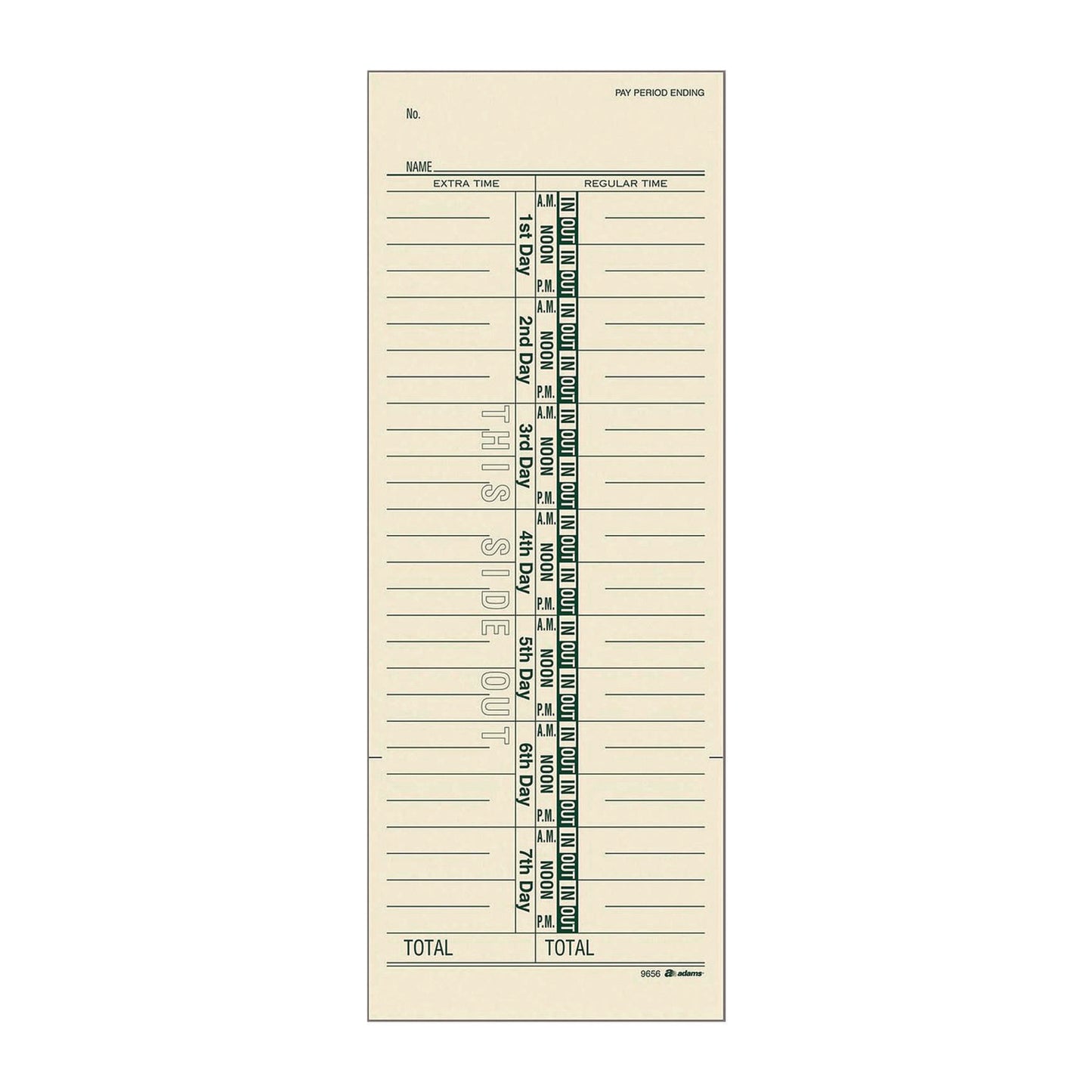 Time Cards for Acroprint, Amano and Lathem Time Clocks, One Side, 3.38 x 9, 200/Pack