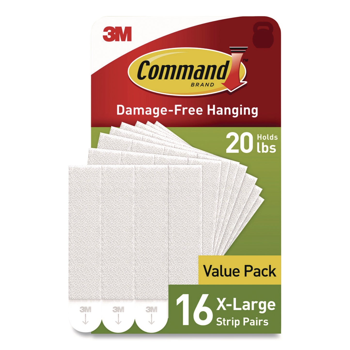 Damage-Free Hanging Picture Hanging Strip Pairs, Holds up to 5 lb, White, 16/Pack