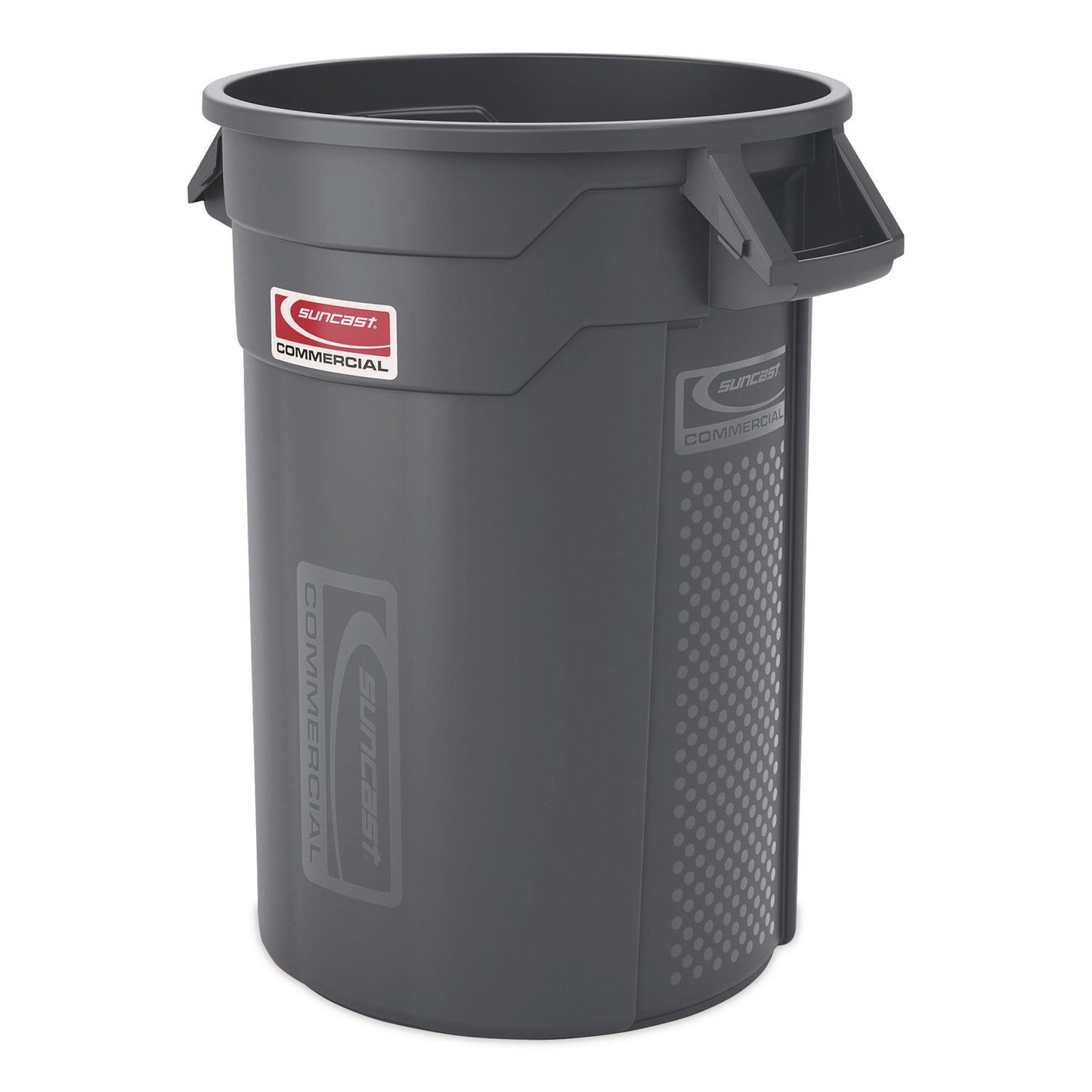 Injection Molded Utility Trash Can, 32 gal, Plastic/Resin, Gray