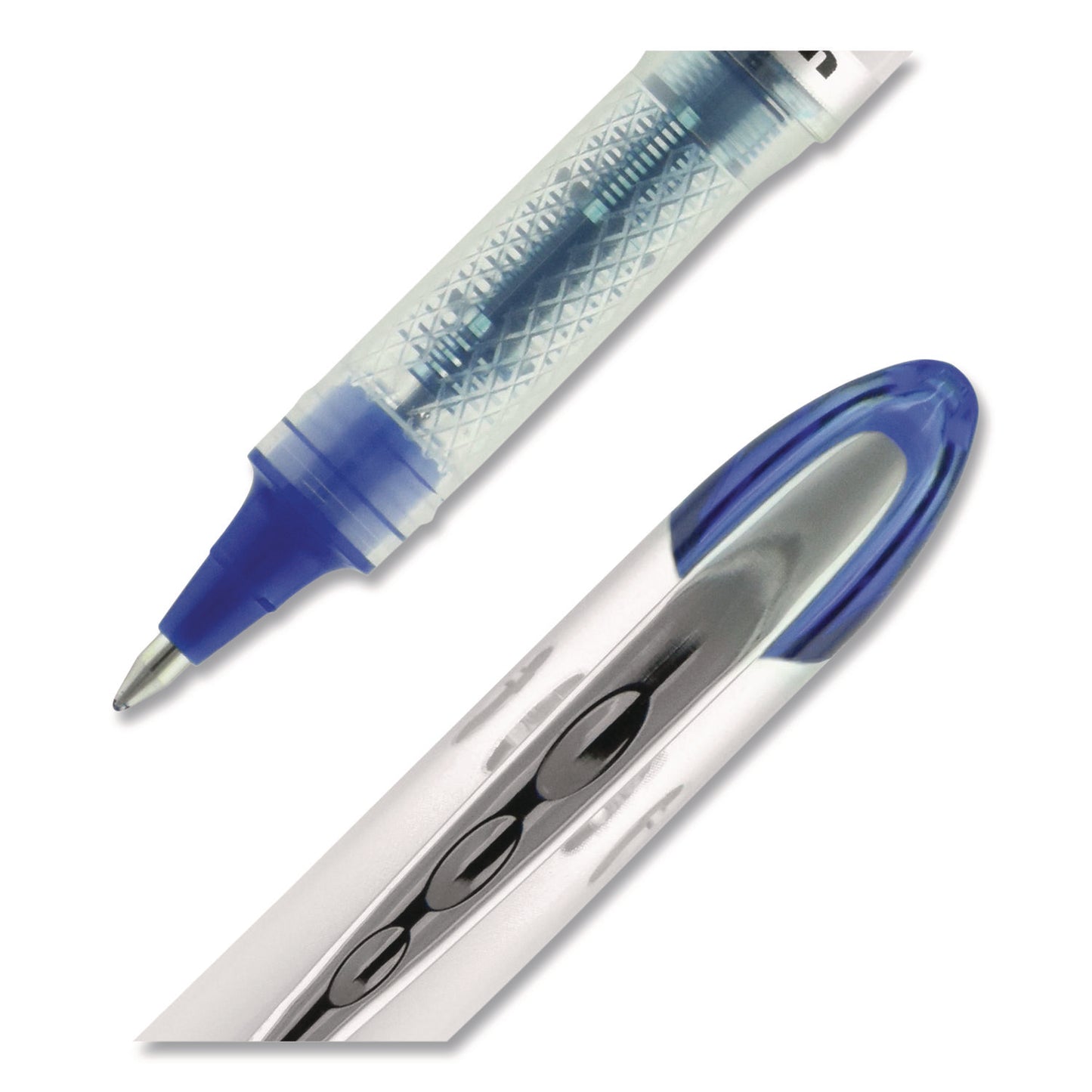 VISION ELITE Rollerball Pen, Stick, Bold 0.8 mm, Blue Ink, White/Blue/Clear Barrel
