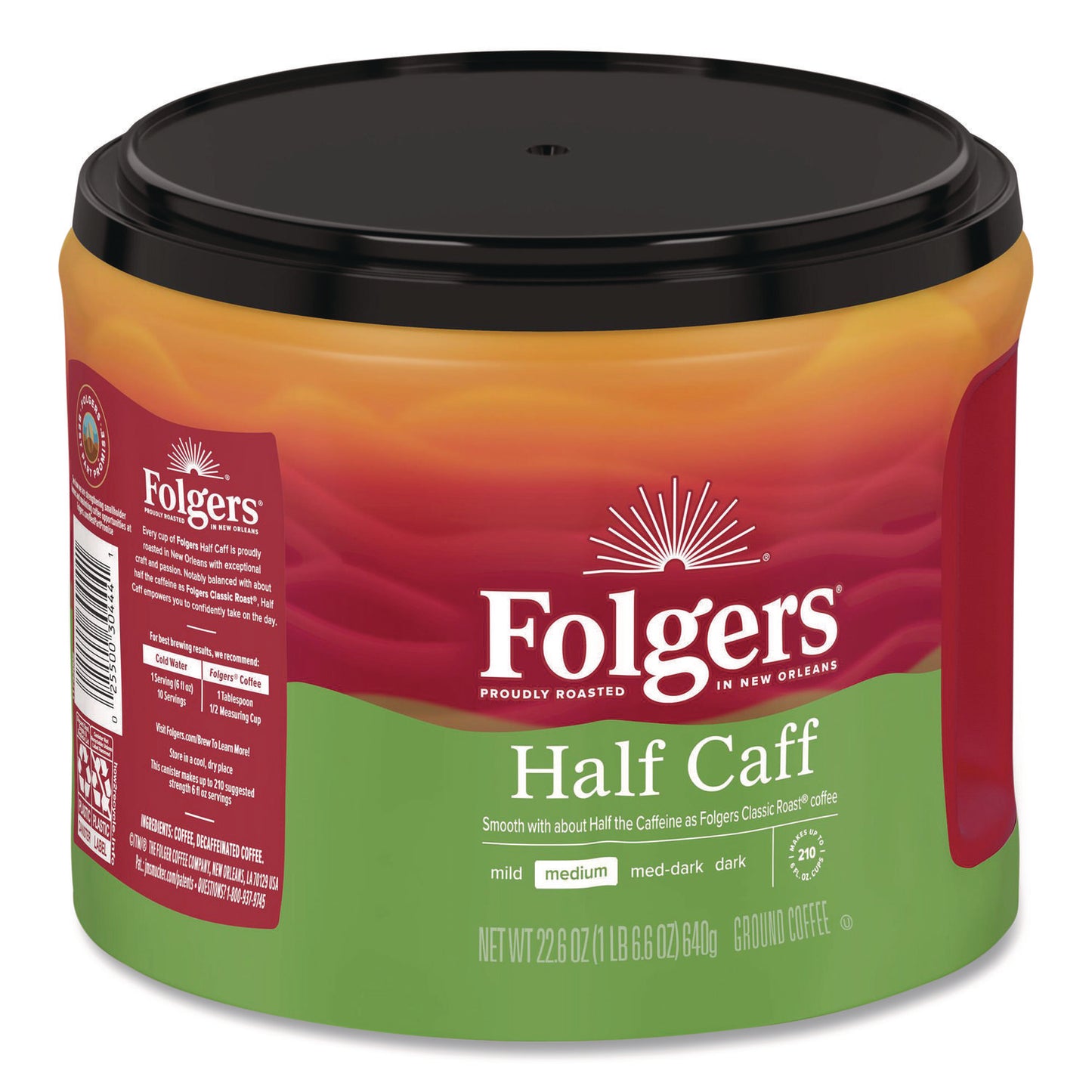 Half Caff Ground Coffee, 22.6 oz Canister