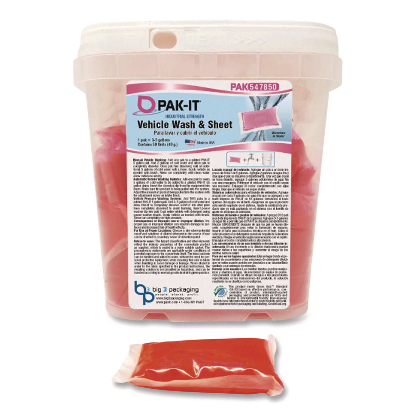 Vehicle Wash and Sheet, Uncented, 50 Packets
