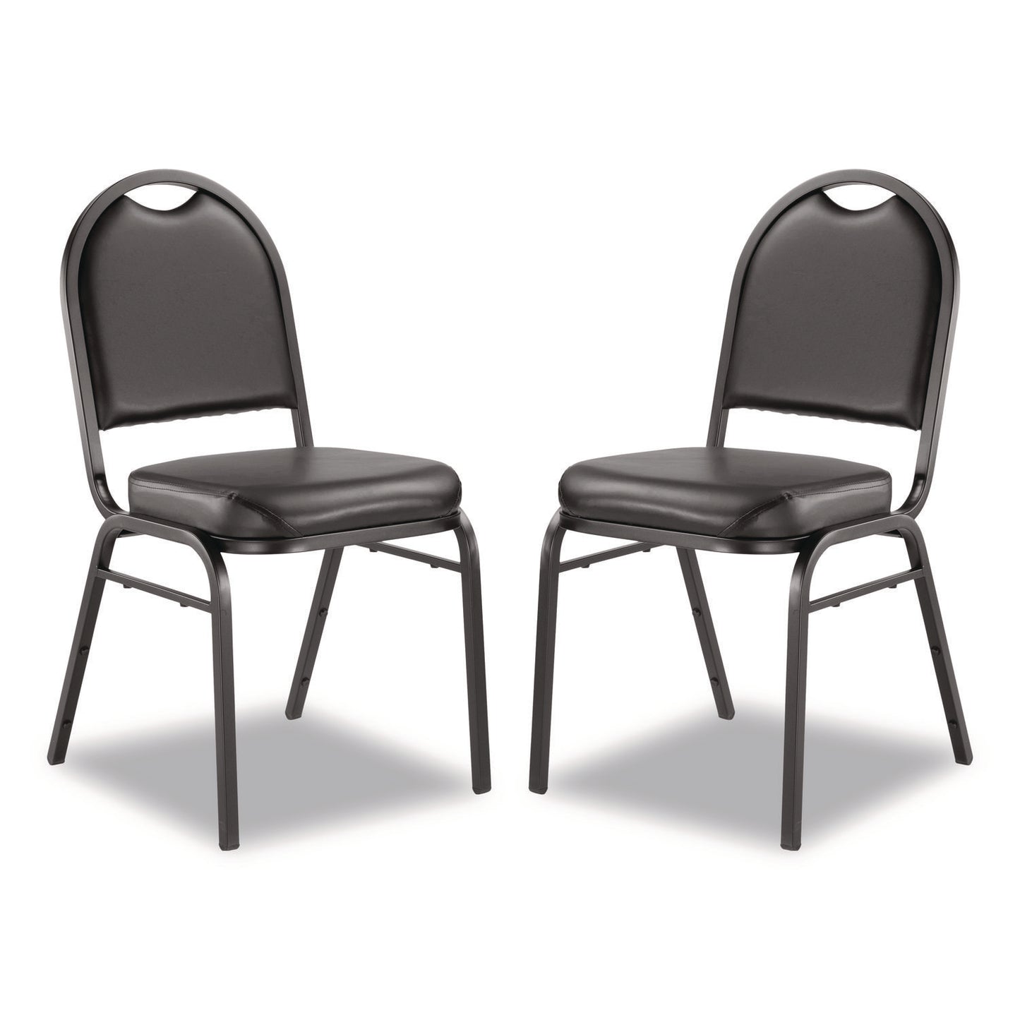 9200 Series Premium Upholstered Stack Chair, Vinyl, Supports Up to 500 lb, 19" Seat Height, Black Seat/Back, Black Base, 2/PK