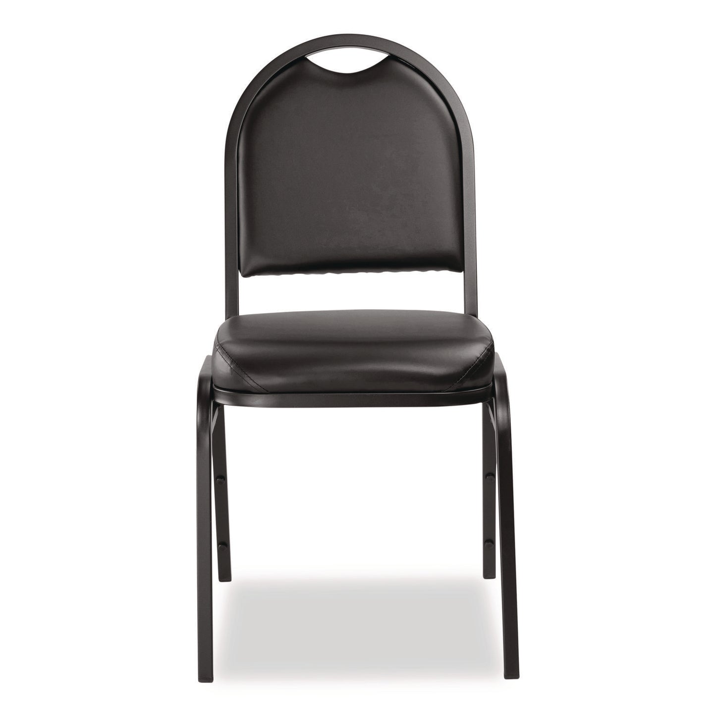 9200 Series Premium Upholstered Stack Chair, Vinyl, Supports Up to 500 lb, 19" Seat Height, Black Seat/Back, Black Base, 2/PK