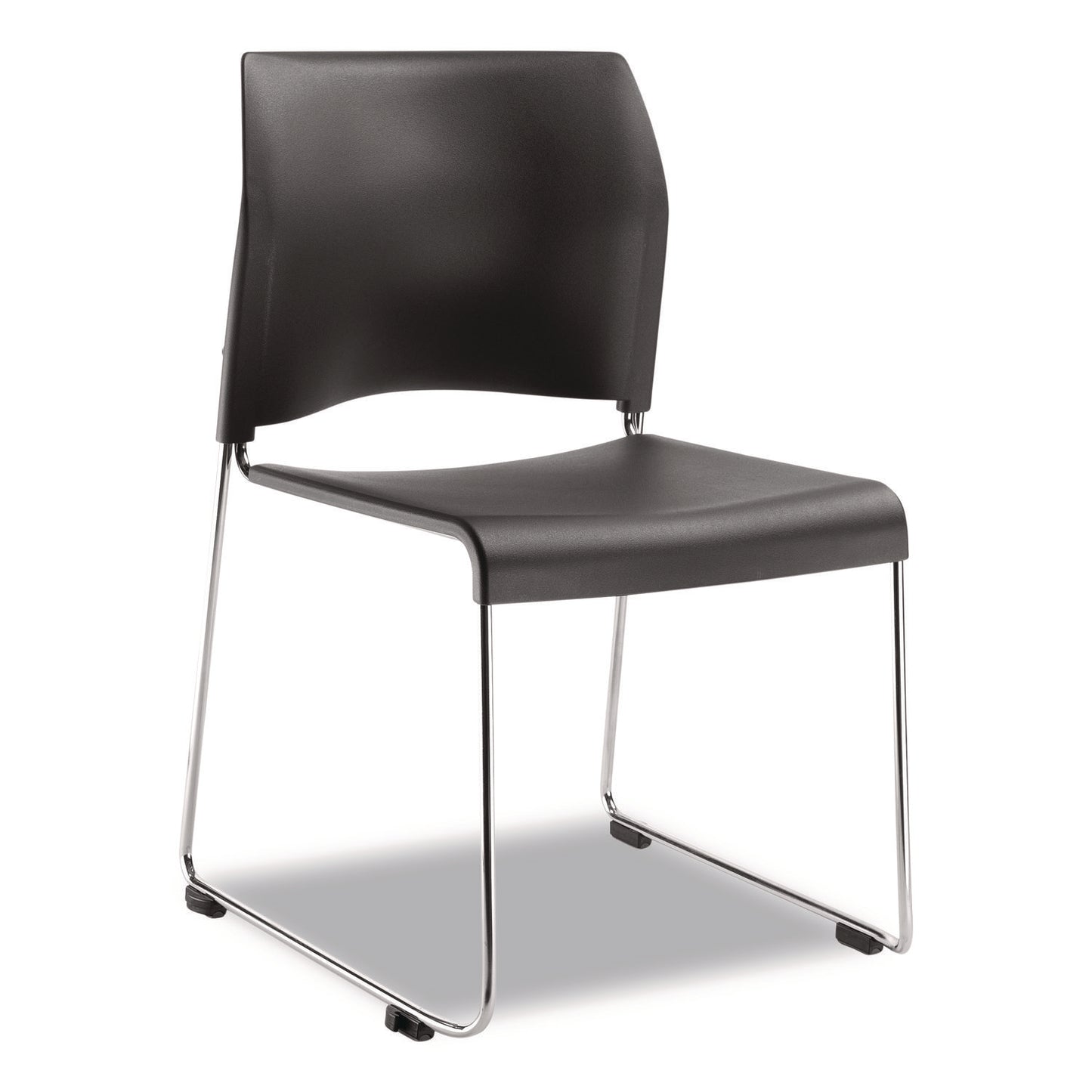 8800 Series Cafetorium Plastic Stack Chair, Supports Up to 500 lb, 18" Seat Height, Charcoal Seat/Back, Chrome Base, 4/Carton