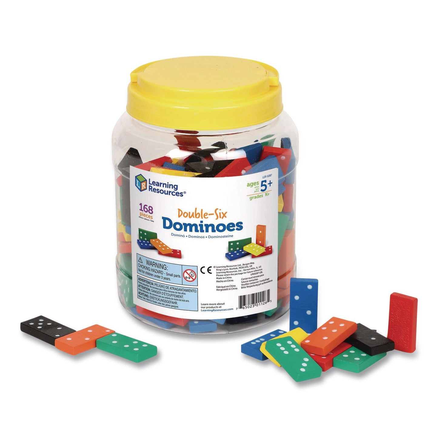 Double-Six Dominoes in Bucket, 2 to 4 Players, Grades K to 4, 168 Pieces