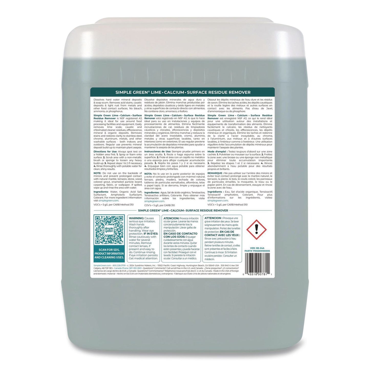 Lime Calcium Surface Residue Remover, 5 gal Pail