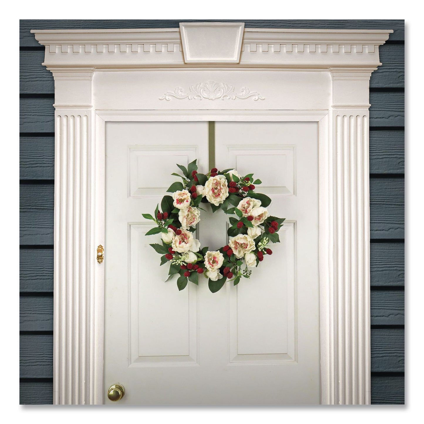 Peony and Raspberry Wreath, 22" Diameter x 5"h, Beige