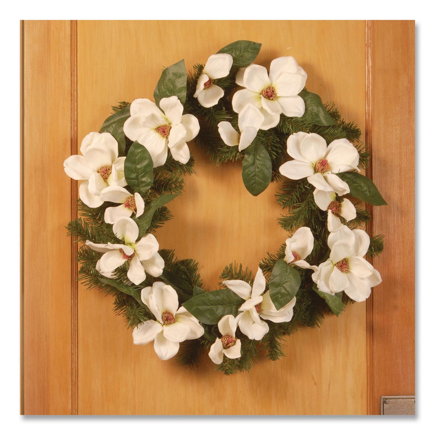 North Valley Spruce Magnolia Wreath, 24" Diameter x 3.5"h, White