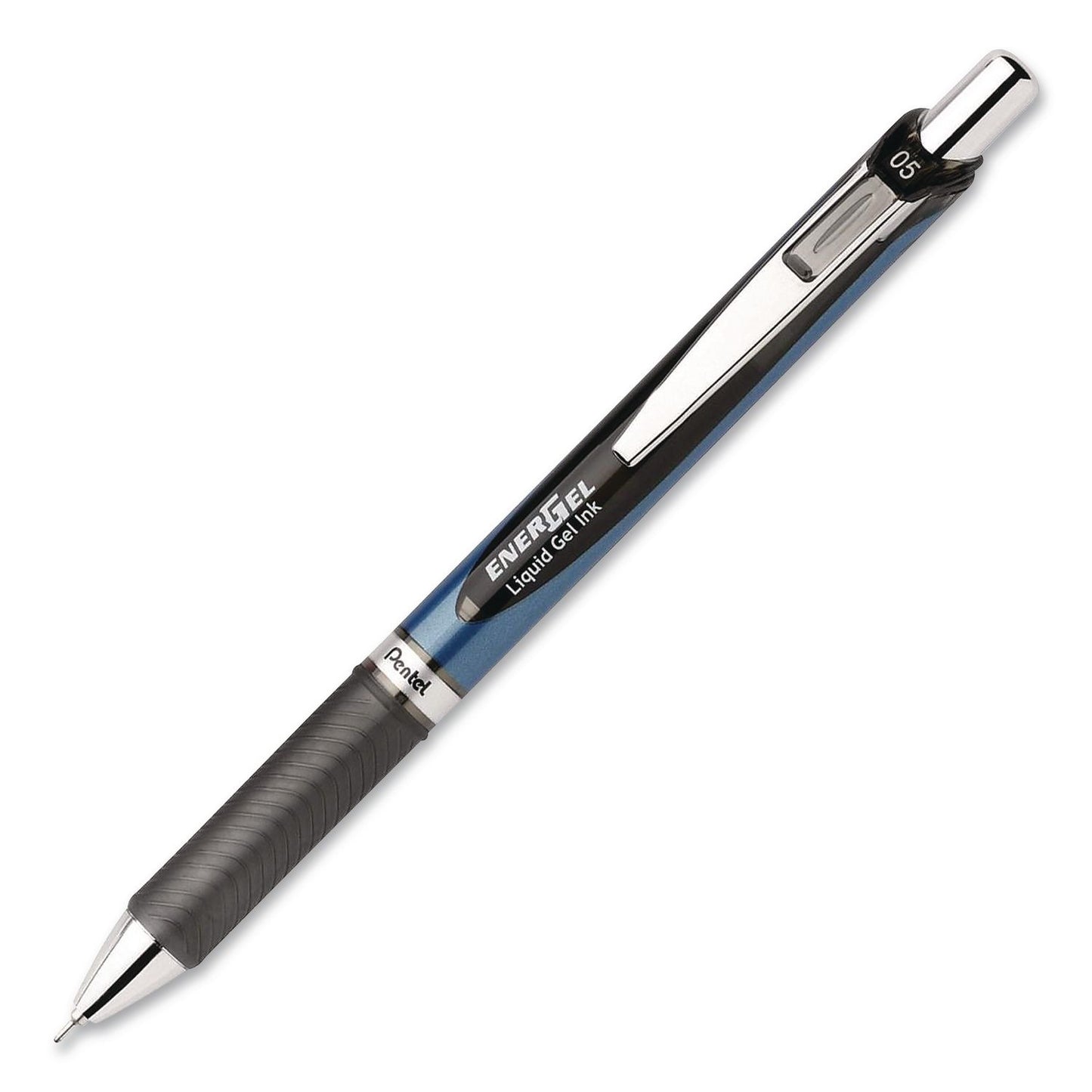 EnerGel RTX Gel Pen, Retractable, Fine 0.5 mm, Black Ink, Black/Blue Barrel, 3/Pack