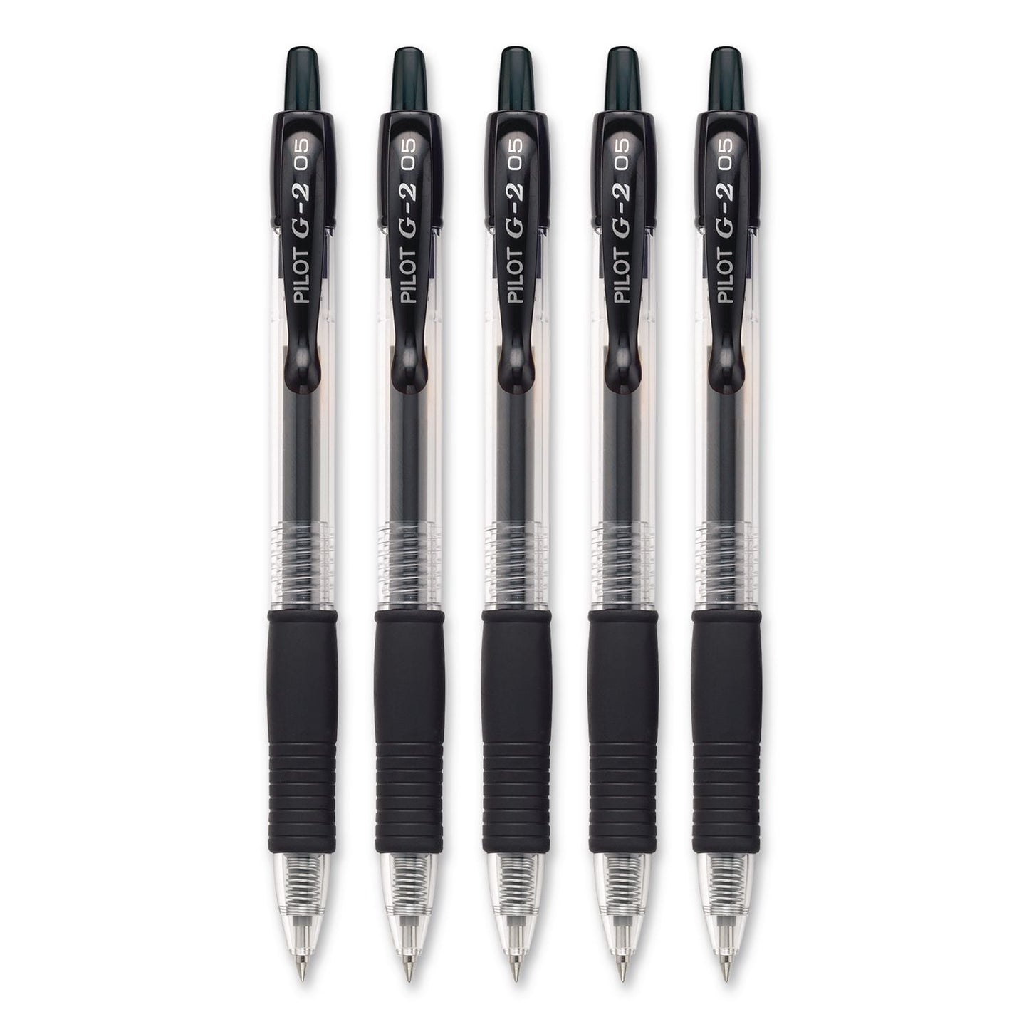 G2 Premium Gel Pen, Retractable, Extra-Fine 0.5 mm, Black Ink, Clear/Black Barrel, 5/Pack