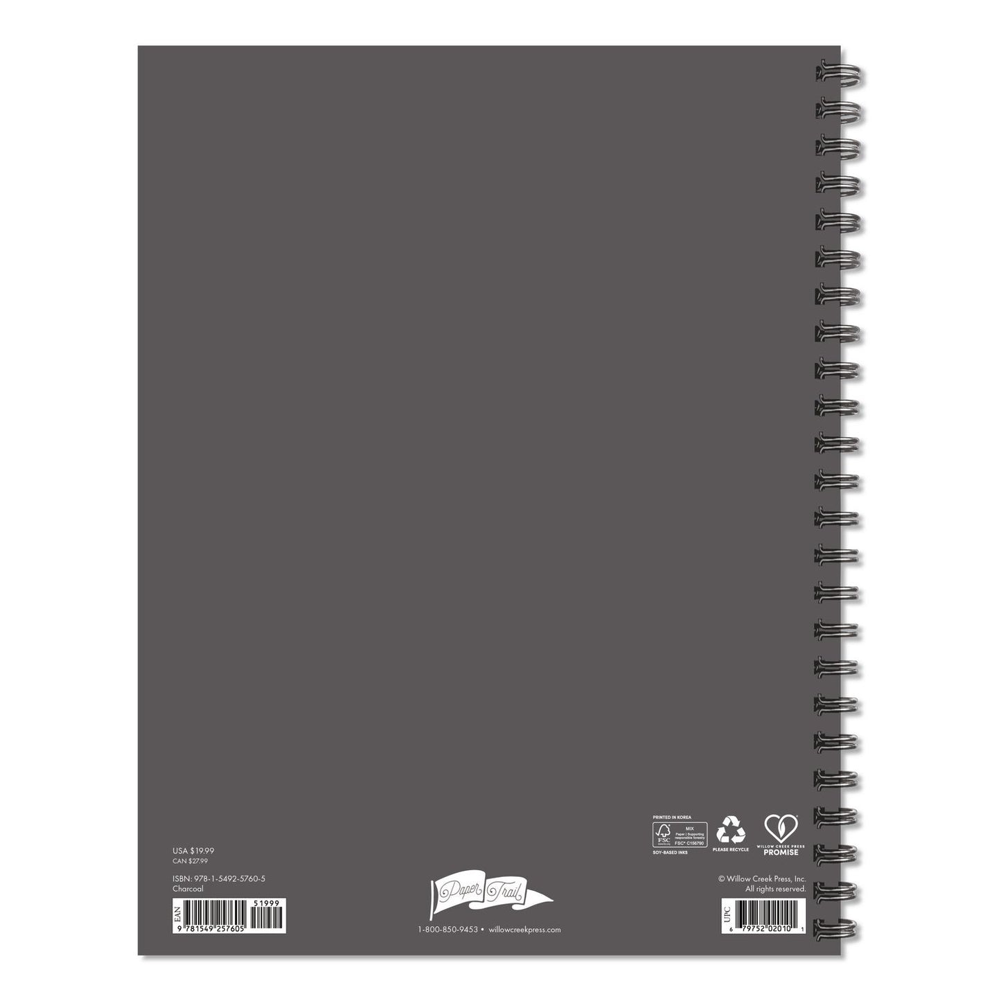 Charcoal Weekly/Monthly Planner, 11 x 8.5, Charcoal Cover, 12-Month (Jan to Dec): 2026