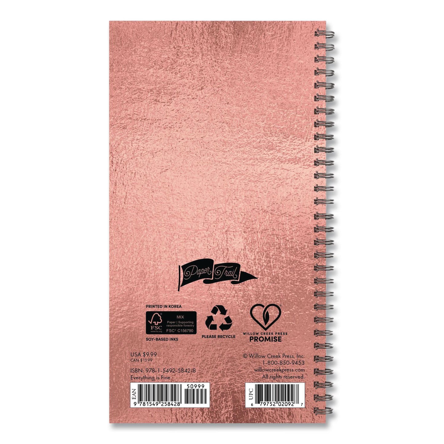 Everything is Fine (Trilingual) Weekly/Monthly Planner, 6.5 x 3.5, Rose Gold Cover, 12-Month (Jan to Dec): 2026