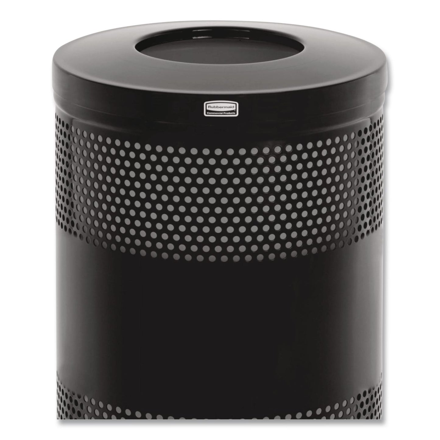 Classics Perforated Open Top Receptacle, 25 gal, Steel, Black