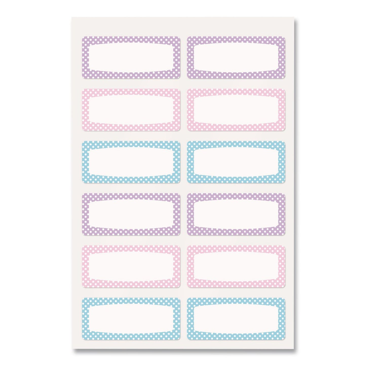 No-Iron Fabric Labels, Pastel Borders, Handwrite Only, 0.75 x 1.75, White, 12/Sheet, 2 Sheets/Pack