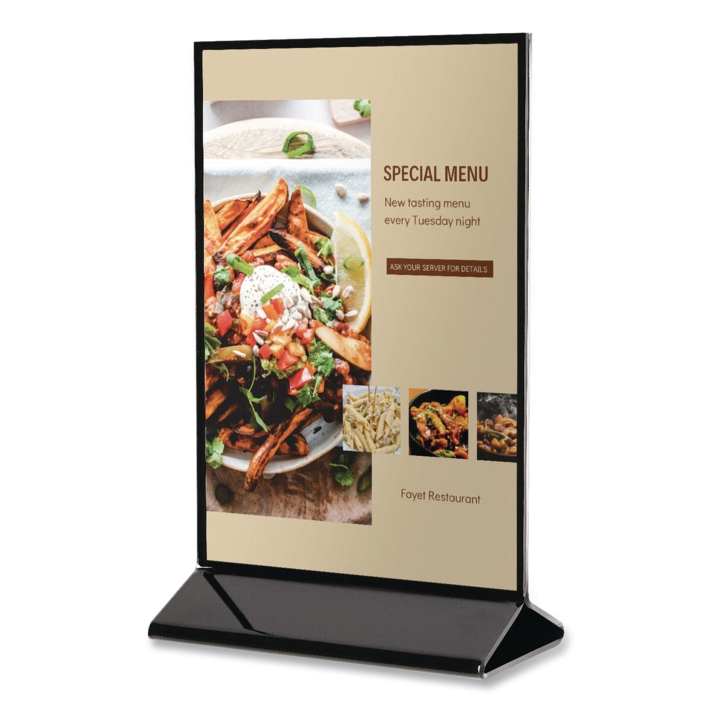Tabletop Sign and Menu Holder, 8.5 x 11 Insert, Clear with Black Frame