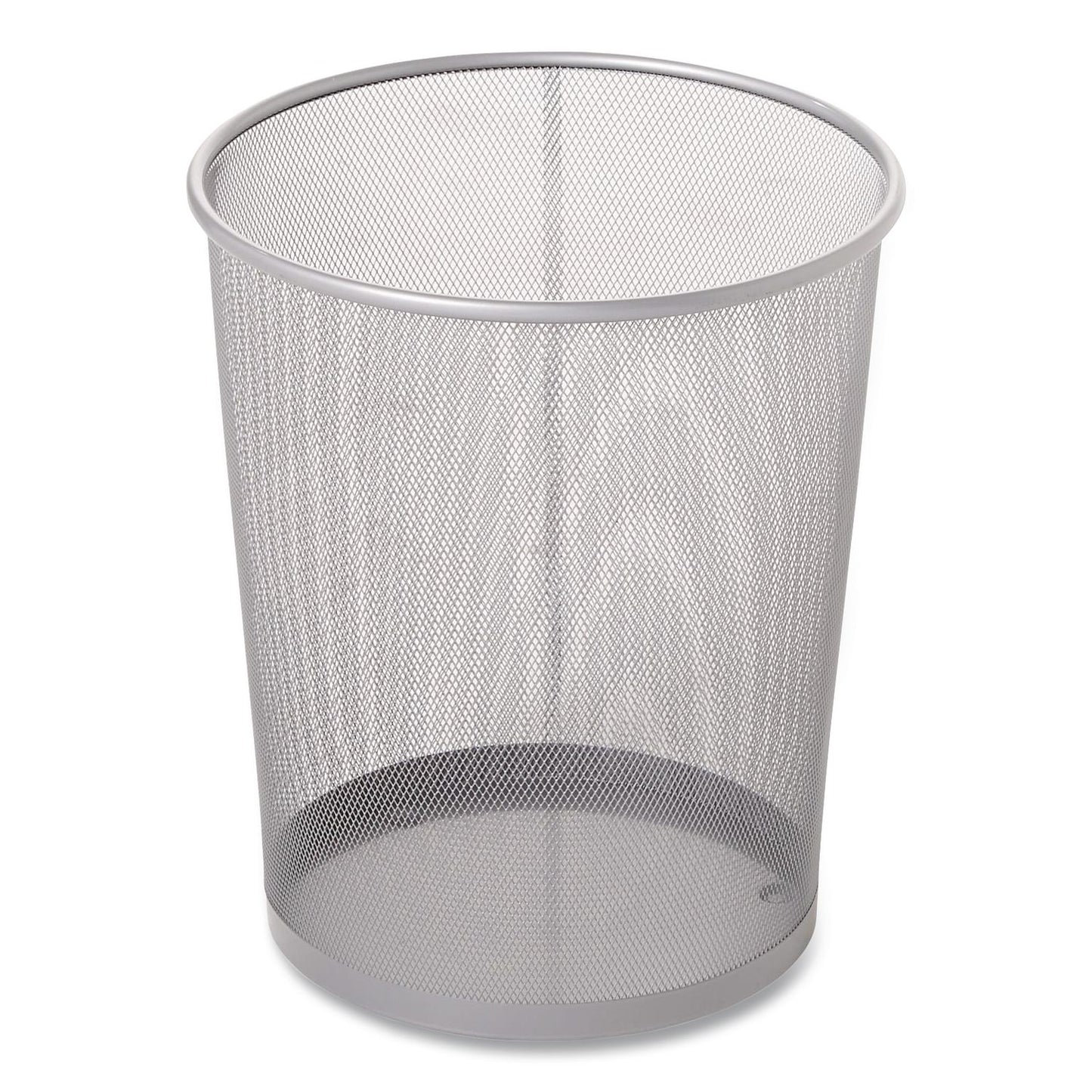 Steel Mesh Wastebasket, 5 gal, Steel Mesh, Silver