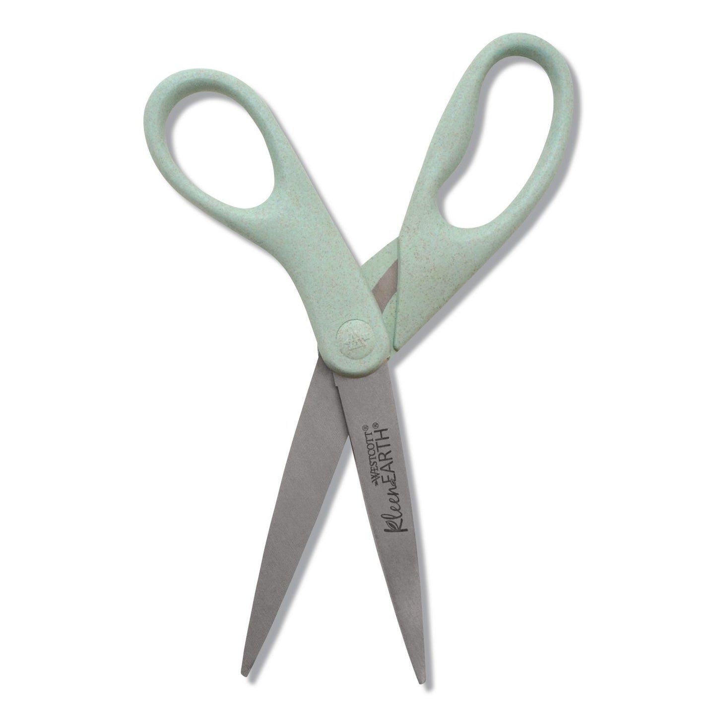 KleenEarth Rice Husk Scissors, Pointed Tip, 8" Long, Straight Sage Blue Handle