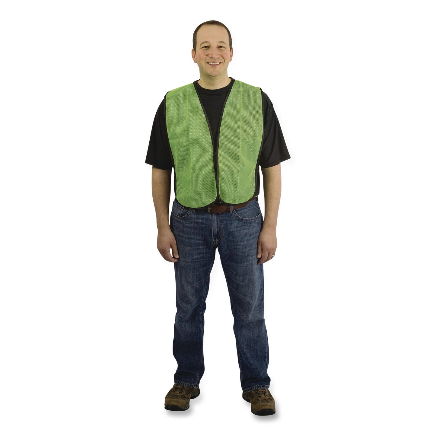 Hook and Loop Safety Vest, Polyester Mesh, One Size Fits Most, Lime