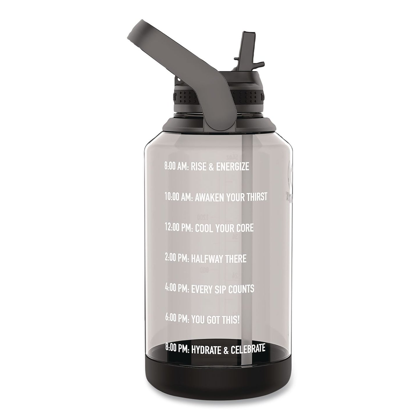 Tritan Motivational Plastic Water Bottle, 64 oz, Stormy Black